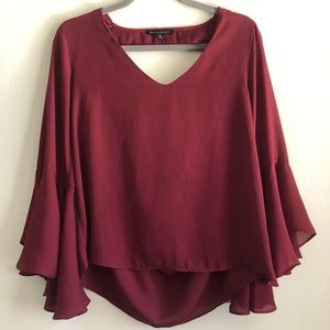 burgundy flowy shirt